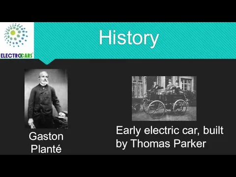 History Early electric car, built by Thomas Parker Gaston Planté