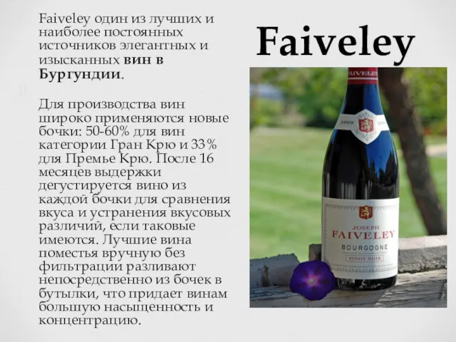 Faiveley Faiveley один из лучших и наиболее постоянных источников элегантных