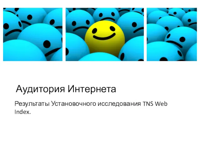 Аудитория Интернета Результаты Установочного исследования TNS Web Index.