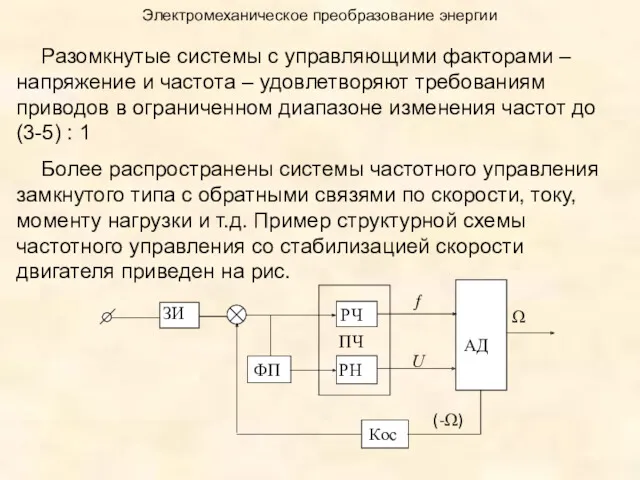 Электромеханическое преобразование энергии Разомкнутые системы с управляющими факторами – напряжение