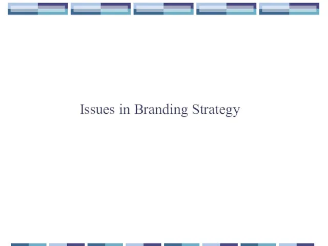 Issues in Branding Strategy