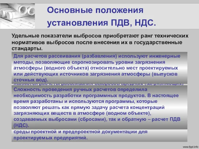 Основные положения установления ПДВ, НДС. Удельные показатели выбросов приобретают ранг