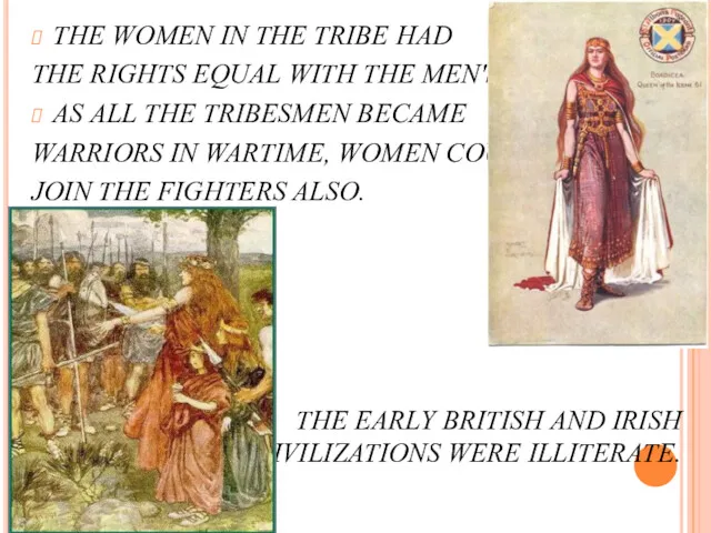 THE WOMEN IN THE TRIBE HAD THE RIGHTS EQUAL WITH THE MEN'S. AS