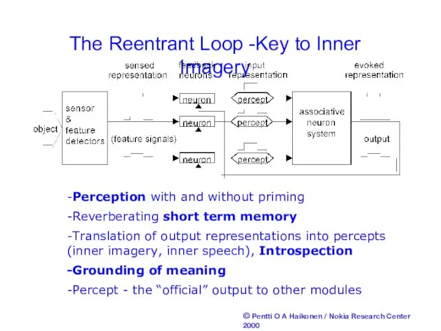 The Reentrant Loop -Key to Inner Imagery -Perception with and