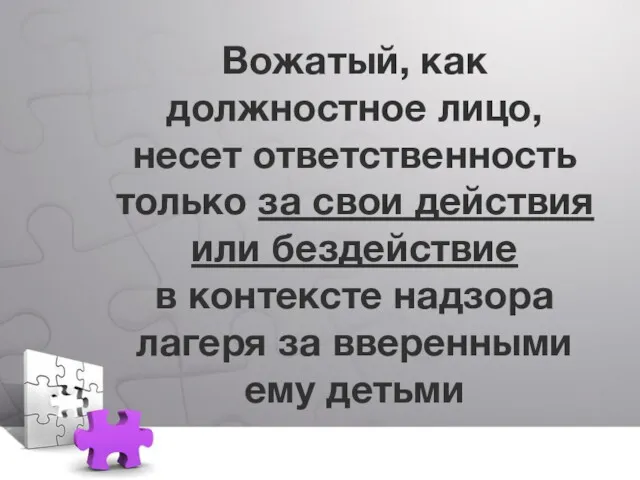 Вожатый, как должностное лицо, несет ответственность только за свои действия