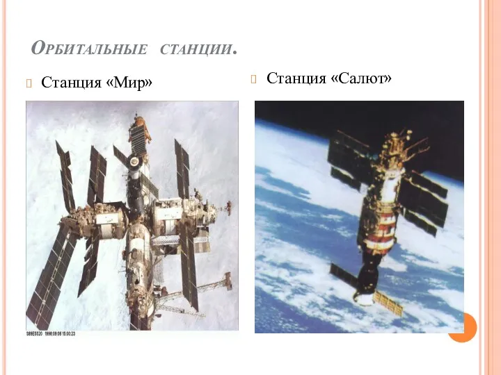 Орбитальные станции. Станция «Мир» Станция «Салют»