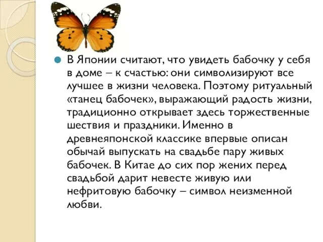 В Японии считают, что увидеть бабочку у себя в доме