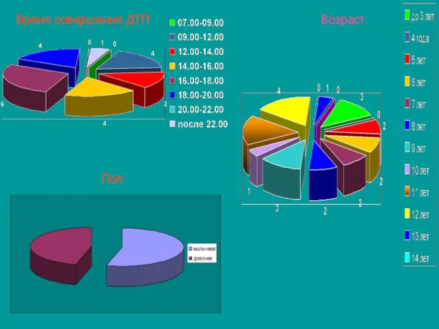 Время совершения ДТП Возраст Пол