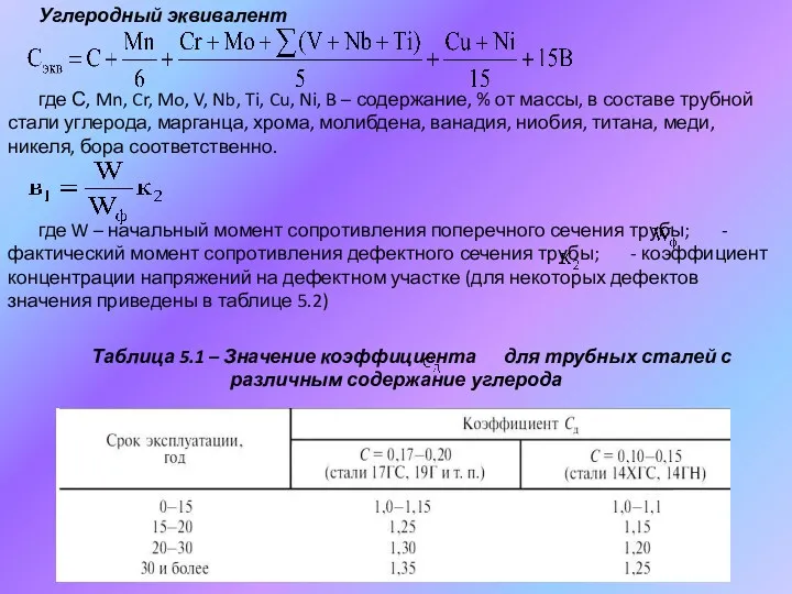 Углеродный эквивалент где С, Mn, Cr, Mo, V, Nb, Ti, Cu, Ni, B