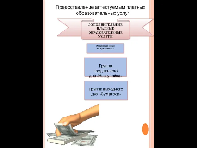 Предоставление аттестуемым платных образовательных услуг ДОПОЛНИТЕЛЬНЫЕ ПЛАТНЫЕ ОБРАЗОВАТЕЛЬНЫЕ УСЛУГИ Организационная