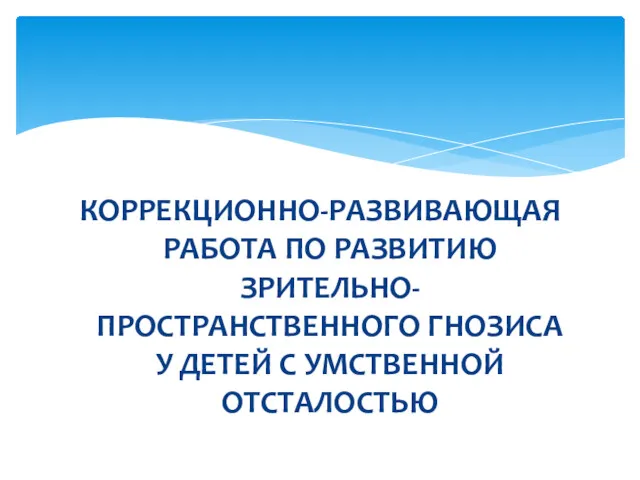 КОРРЕКЦИОННО-РАЗВИВАЮЩАЯ РАБОТА ПО РАЗВИТИЮ ЗРИТЕЛЬНО-ПРОСТРАНСТВЕННОГО ГНОЗИСА У ДЕТЕЙ С УМСТВЕННОЙ ОТСТАЛОСТЬЮ