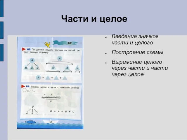 Части и целое Введение значков части и целого Построение схемы