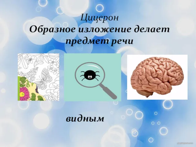 Цицерон Образное изложение делает предмет речи видным