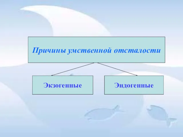 Причины умственной отсталости Экзогенные Эндогенные