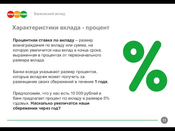 Банковский вклад Процентная ставка по вкладу – размер вознаграждения по