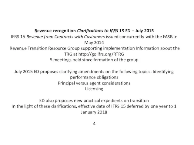 Revenue recognition Clarifications to IFRS 15 ED – July 2015