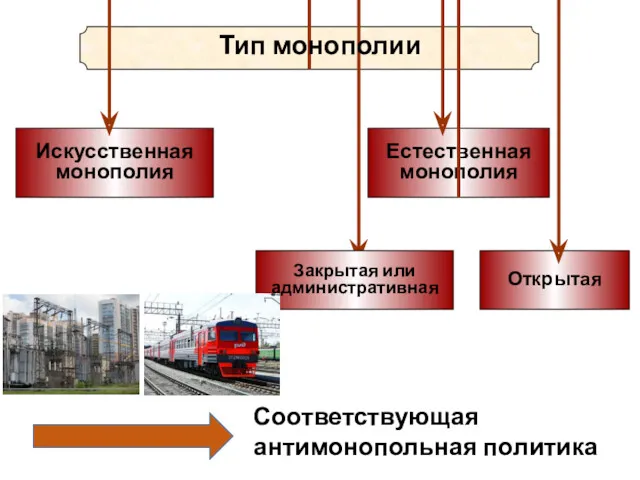 Тип монополии Соответствующая антимонопольная политика