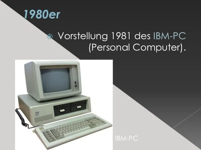 1980er Vorstellung 1981 des IBM-PC (Personal Computer). IBM-PC