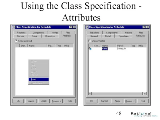 Using the Class Specification - Attributes