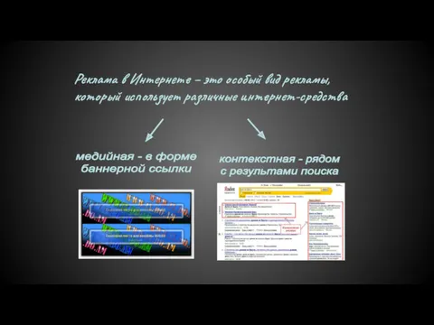 Реклама в Интернете – это особый вид рекламы, который использует различные интернет-средства медийная