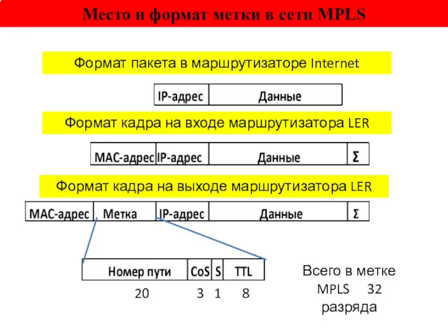 Формат пакета в маршрутизаторе Internet Формат кадра на выходе маршрутизатора