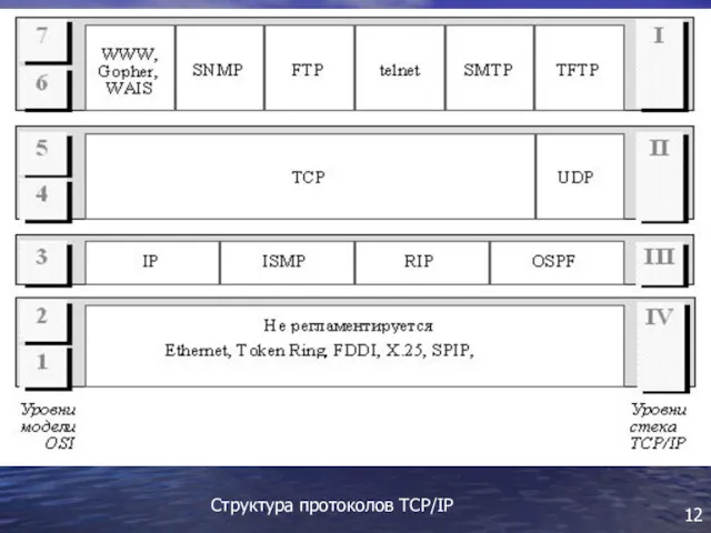 Структура протоколов TCP/IP 12
