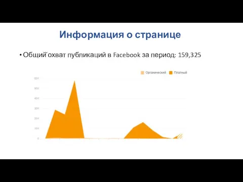 Информация о странице Общий̆ охват публикаций в Facebook за период: 159,325