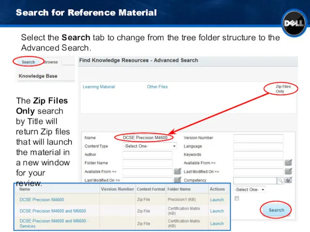 Search for Reference Material Select the Search tab to change