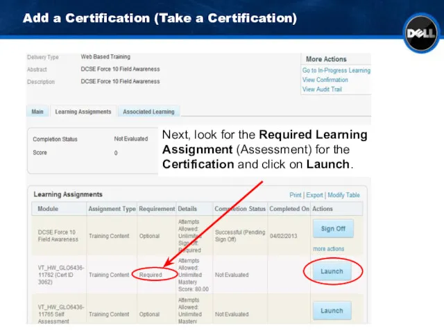 Add a Certification (Take a Certification) Next, look for the