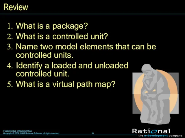 Review What is a package? What is a controlled unit? Name two model