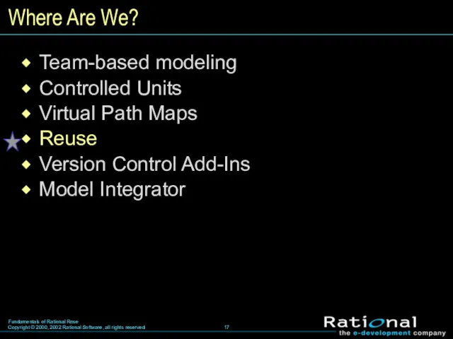 Where Are We? Team-based modeling Controlled Units Virtual Path Maps Reuse Version Control Add-Ins Model Integrator
