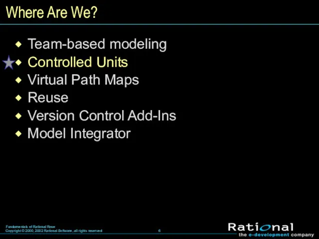 Where Are We? Team-based modeling Controlled Units Virtual Path Maps Reuse Version Control Add-Ins Model Integrator
