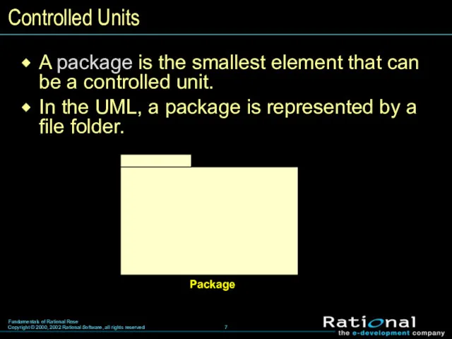 Controlled Units A package is the smallest element that can be a controlled