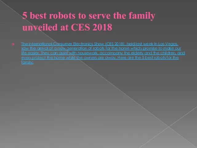 5 best robots to serve the family unveiled at CES