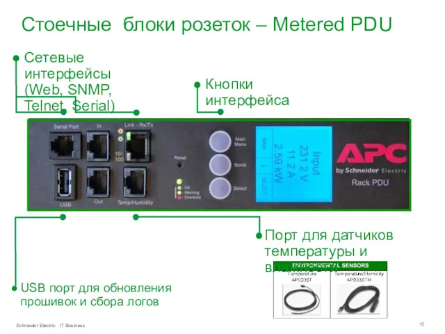 Cтоечные блоки розеток – Metered PDU USB порт для обновления прошивок и сбора