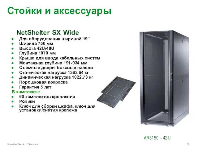 NetShelter SX Wide Для оборудования шириной 19`` Ширина 750 мм