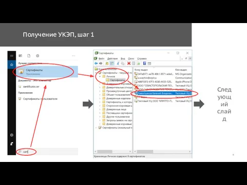 Получение УКЭП, шаг 1 Следующий слайд