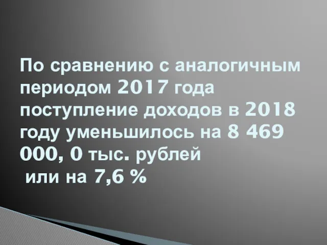 По сравнению с аналогичным периодом 2017 года поступление доходов в