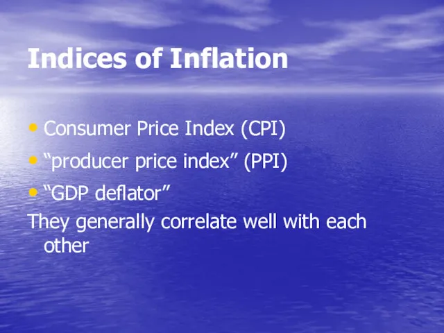 Indices of Inflation Consumer Price Index (CPI) “producer price index”