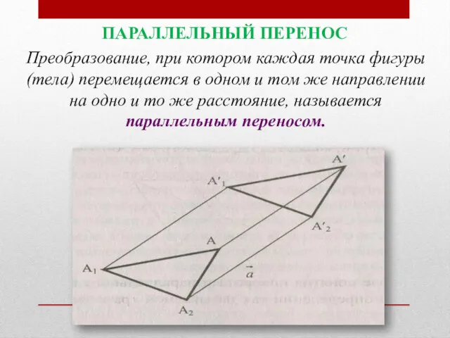 Преобразование, при котором каждая точка фигуры (тела) перемещается в одном