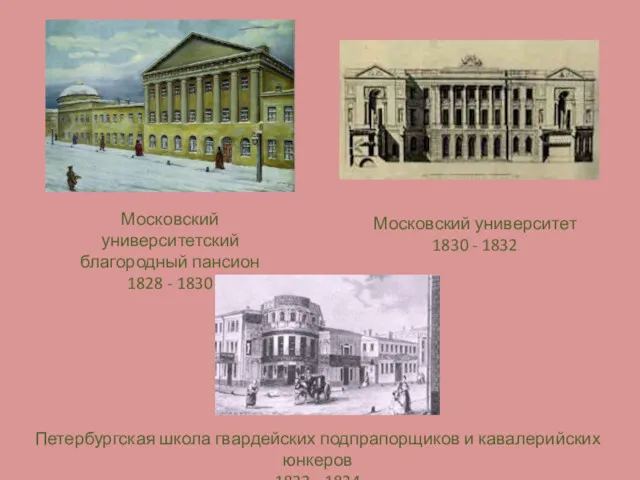 Московский университетский благородный пансион 1828 - 1830 Московский университет 1830