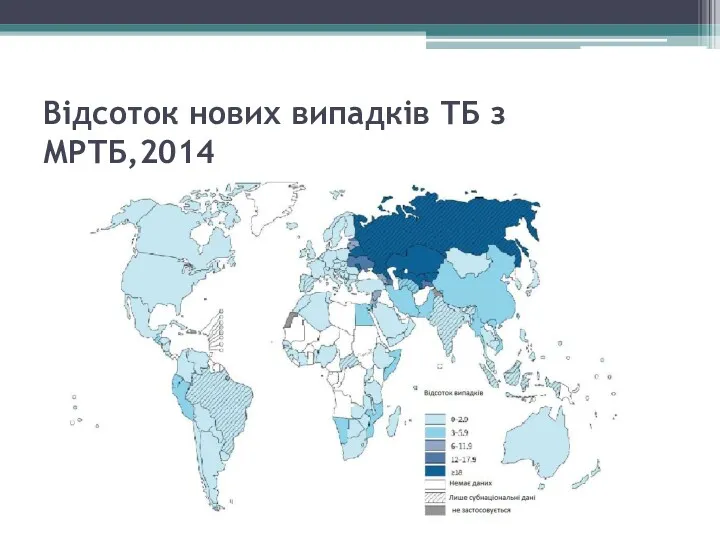 Відсоток нових випадків ТБ з МРТБ,2014