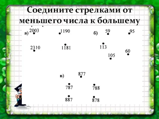 Соедините стрелками от меньшего числа к большему