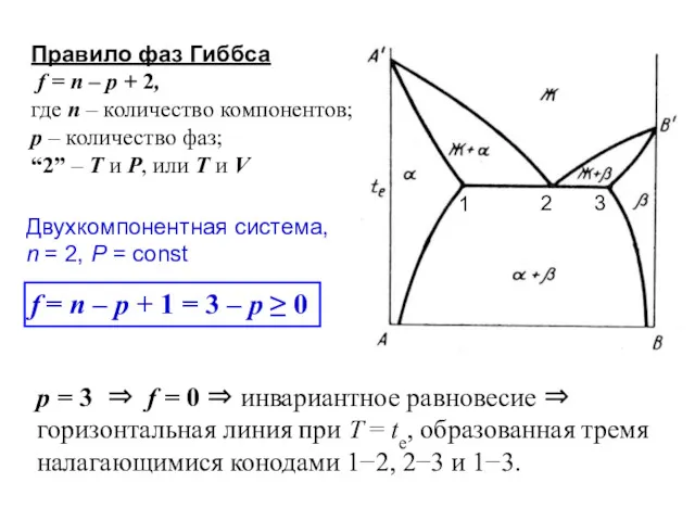 Двухкомпонентная система, n = 2, P = const f =