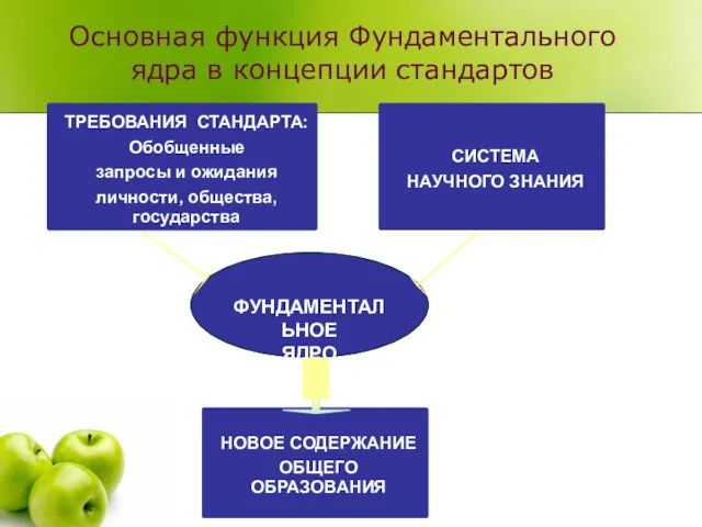 Основная функция Фундаментального ядра в концепции стандартов ФУНДАМЕНТАЛЬНОЕ ЯДРО