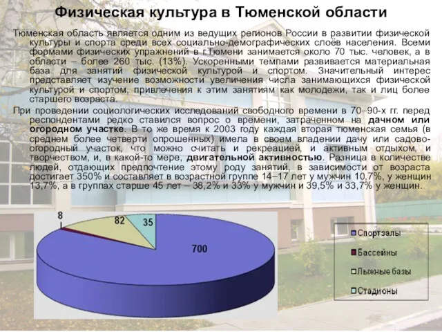 Физическая культура в Тюменской области Тюменская область является одним из