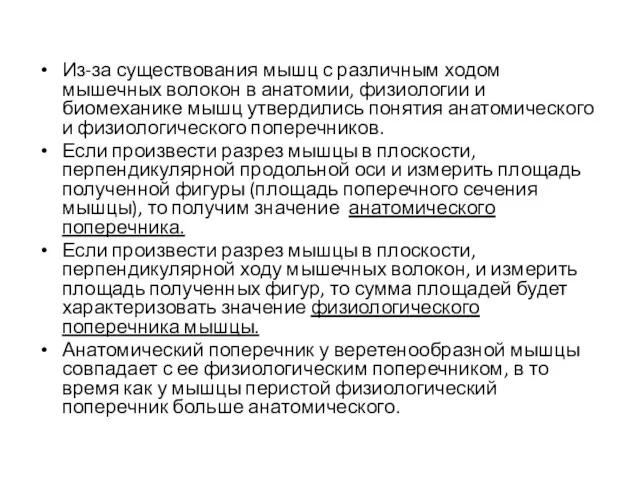 Из-за существования мышц с различным ходом мышечных волокон в анатомии,