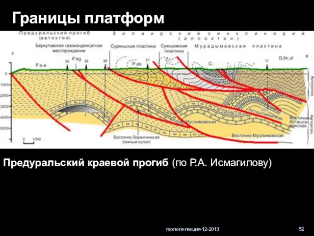 геологи-лекция-12-2013 Границы платформ Предуральский краевой прогиб (по Р.А. Исмагилову)