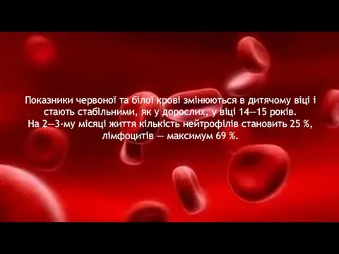 Показники червоної та білої крові змінюються в дитячому віці і стають стабільними, як