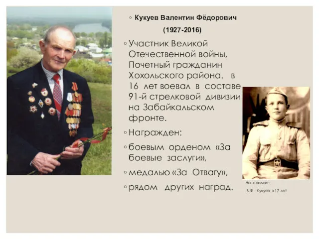 Кукуев Валентин Фёдорович (1927-2016) Участник Великой Отечественной войны, Почетный гражданин